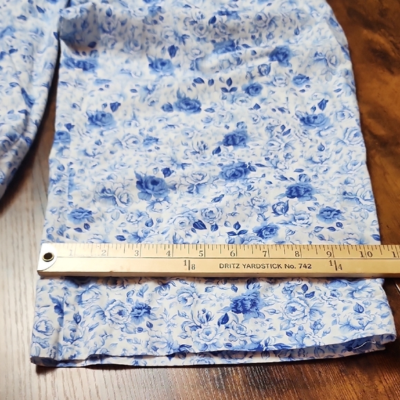 CABERNET | Crisp Cotton Blue White Floral Chinoiserie Asian Style Sleepwear | L - Picture 12 of 13